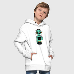 Толстовка оверсайз детская Девочка инопланетянин с телефоном, цвет: белый — фото 2