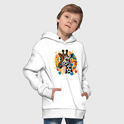 Толстовка оверсайз детская Абстракция жираф в точечку, цвет: белый — фото 2
