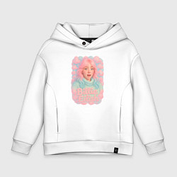 Толстовка оверсайз детская Билли Айлиш в розовыми волосами, цвет: белый