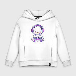 Детское худи оверсайз Белый медведь геймер