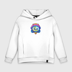 Толстовка оверсайз детская Котик в скафандре, цвет: белый