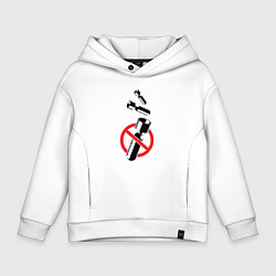 Толстовка оверсайз детская No bombs, цвет: белый