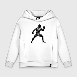 Толстовка оверсайз детская Антуражный тайский боксер, цвет: белый