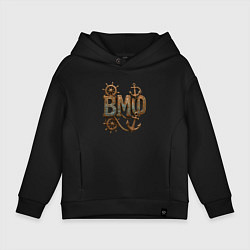 Толстовка оверсайз детская ВМФ ржавые буквы, цвет: черный