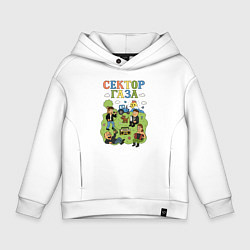 Толстовка оверсайз детская Сектор газа мультяшный стиль, цвет: белый