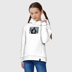 Толстовка оверсайз детская Горилла в костюме: зимний релакс, цвет: белый — фото 2