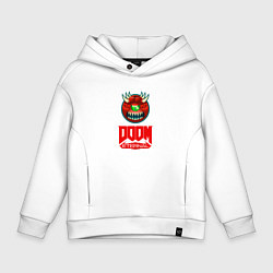 Толстовка оверсайз детская Doom eternal logo, цвет: белый