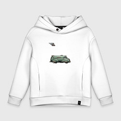 Толстовка оверсайз детская Летающий грузовик Bread ретрофутуризм, цвет: белый
