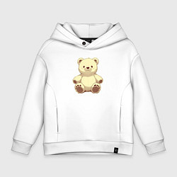 Толстовка оверсайз детская Милый плюшевый медвежонок, цвет: белый