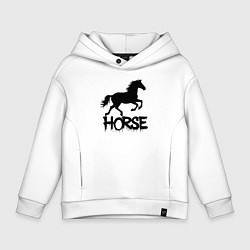 Толстовка оверсайз детская Лошадь граффити, цвет: белый