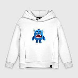 Детское худи оверсайз Синее чудовище с рогами