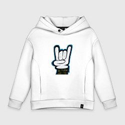 Детское худи оверсайз Знак рок-н-рол на стене