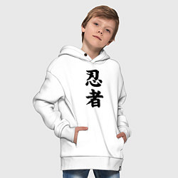 Толстовка оверсайз детская Ninja - hierogliphs, цвет: белый — фото 2