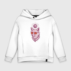 Детское худи оверсайз Лиса в очках с диско-шаром