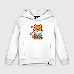 Толстовка оверсайз детская Лисёнок с книгой, цвет: белый