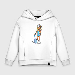 Толстовка оверсайз детская Блондинка теннисистка, цвет: белый