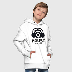 Толстовка оверсайз детская House Music Logo with Heart, цвет: белый — фото 2