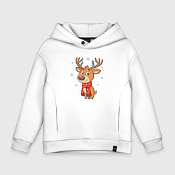 Детское худи оверсайз Новогодний олень и снежинки, зима