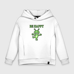 Толстовка оверсайз детская Инопланетянин, мем, be happy, цвет: белый