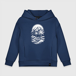 Детское худи оверсайз Тропический закат: горы, пальмы и море