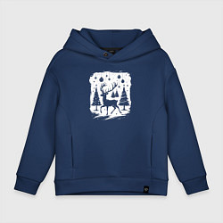 Детское худи оверсайз Олень в новогоднем лесу