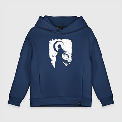 Толстовка оверсайз детская Девушка гот аниме, цвет: тёмно-синий