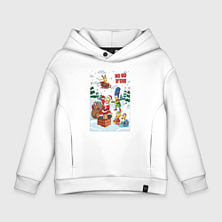 Толстовка оверсайз детская Симпсоны - новый год, цвет: белый