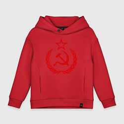 Толстовка оверсайз детская СССР герб, цвет: красный