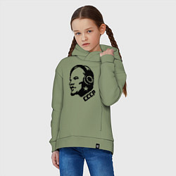 Толстовка оверсайз детская Ленин: музыка СССР, цвет: авокадо — фото 2