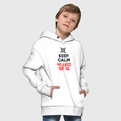 Толстовка оверсайз детская Keep Calm & Justice For All, цвет: белый — фото 2