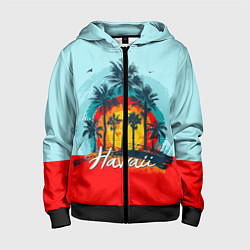 Толстовка на молнии детская HAWAII 6, цвет: 3D-черный