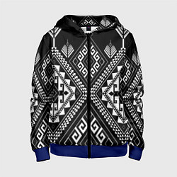 Толстовка на молнии детская Индейские мотивы, цвет: 3D-синий
