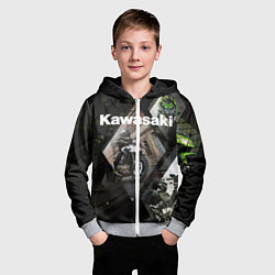 Толстовка на молнии детская Kawasaky, цвет: 3D-меланж — фото 2