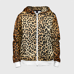 Толстовка на молнии детская Гепард (шкура), цвет: 3D-белый
