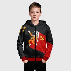 Толстовка на молнии детская Советский Гагарин, цвет: 3D-красный — фото 2