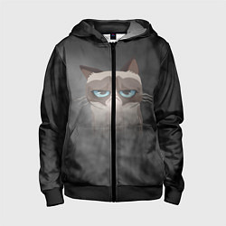 Толстовка на молнии детская Grumpy Cat, цвет: 3D-черный