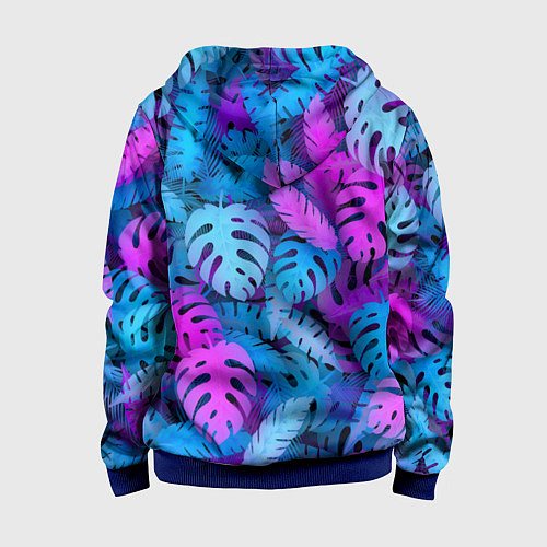 Детская толстовка на молнии Сине-розовые тропики / 3D-Синий – фото 2