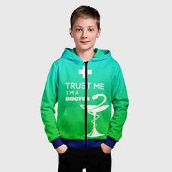 Толстовка на молнии детская Trust me, i'm a doctor, цвет: 3D-синий — фото 2
