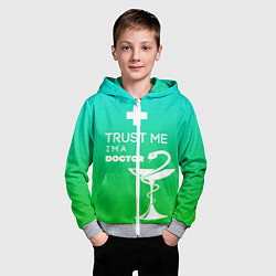 Толстовка на молнии детская Trust me, i'm a doctor, цвет: 3D-меланж — фото 2