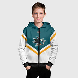 Толстовка на молнии детская NHL: San Jose Sharks, цвет: 3D-черный — фото 2