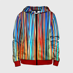 Толстовка на молнии детская Colored stripes, цвет: 3D-красный