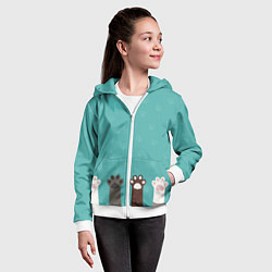 Толстовка на молнии детская Лапки котеек, цвет: 3D-белый — фото 2