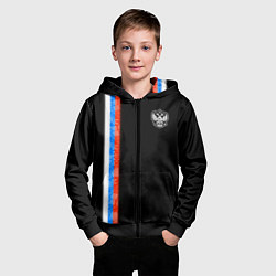 Толстовка на молнии детская Russia - Black collection 2023, цвет: 3D-черный — фото 2