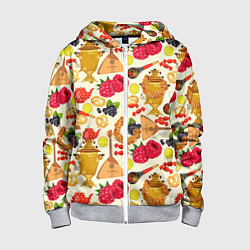 Толстовка на молнии детская Народная кухня, цвет: 3D-меланж