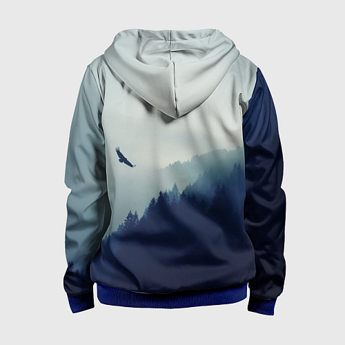 Детская толстовка на молнии Орел над Лесом / 3D-Синий – фото 2