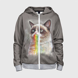 Толстовка на молнии детская Grumpy Cat, цвет: 3D-меланж
