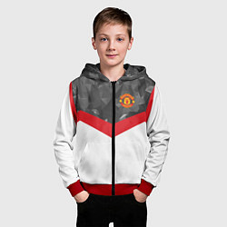 Толстовка на молнии детская Man United FC: Grey Polygons, цвет: 3D-красный — фото 2