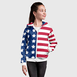 Толстовка на молнии детская USA Flag, цвет: 3D-белый — фото 2
