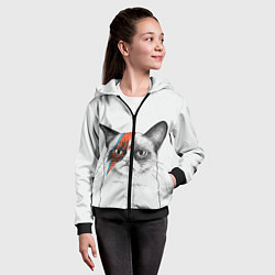 Толстовка на молнии детская David Bowie: Grumpy cat, цвет: 3D-черный — фото 2