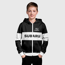 Толстовка на молнии детская Subaru: Black Sport, цвет: 3D-белый — фото 2